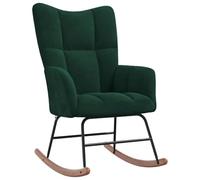 vidaXL Silla Mecedora de Terciopelo Verde Oscuro