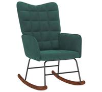 vidaXL Silla Mecedora de Terciopelo Verde Oscuro, Silla, sillón de salón, sillón mecedor, sillón, sillón de Relax, sillón Relax, sillón de Terciopelo