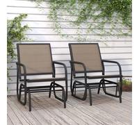 vidaXL Silla mecedora jardín 2 uds acero y textilene marrón 61x76x87cm