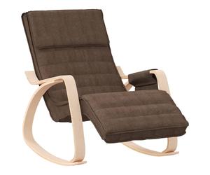 vidaXL Silla Mecedora Sillón Tapizado de Descanso Asiento Salón Dormitorio Tela Marrón Oscuro