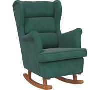 vidaXL: Silla mecedora tipo orejero, color verde oscuro, tapizada en terciopelo y con estructura de madera maciza