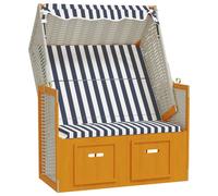 Vidaxl Silla Playa Strandkorb Ratán Sintético Gris y Blanco White and blue