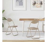 vidaXL Silla Plegable 2 uds. Cuero sintético Arena 48 x 43,5 x 81 cm