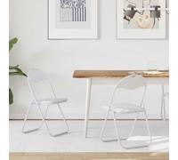vidaXL Silla Plegable 2 uds. Cuero sintético Blanco 48 x 43,5 x 81 cm