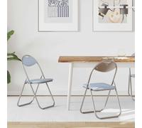 vidaXL Silla Plegable 2 uds. Cuero sintético Gris 48 x 43,5 x 81 cm