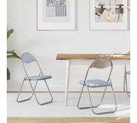 vidaXL Silla Plegable 2 uds. Cuero sintético Gris 48 x 43,5 x 81 cm