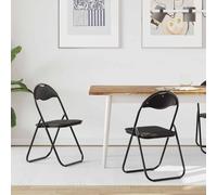 vidaXL Silla Plegable 2 uds. Cuero sintético Negro 48 x 43,5 x 81 cm