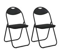 vidaXL Silla Plegable 2 uds. Cuero sintético Negro 48 x 43,5 x 81 cm