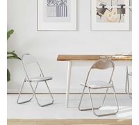 vidaXL Silla Plegable 2 uds. Cuero sintético y gris 48 x 43,5 x 81 cm