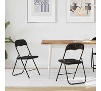 vidaXL Silla Plegable 2 uds. Terciopelo Negro 48 x 44 x 78 cm