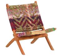 vidaXL Silla plegable Chindi de tela multicolor