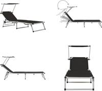 vidaXL Silla plegable con protección solar, aluminio y textilene, color - Silla de jardín - Sillas de jardín - Tumbona - Tumbonas