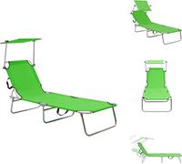 vidaXL Silla plegable con protección solar, color verde, aluminio - Sillas de jardín