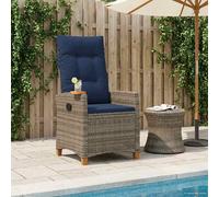 Silla reclinable vidaXL, gris y azul marino, de ratán sintético