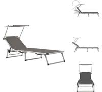 vidaXL Silla reclinable con protección solar, aluminio y textilene, color gris - Sillas de jardín
