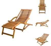 vidaXL Silla reclinable con reposapiés de acacia, madera maciza - Camas de sol