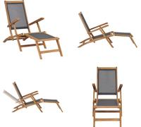 vidaXL Silla reclinable con reposapiés, madera maciza de teca, color - Silla reclinable - Sillas reclinables - Silla plegable - Sillas plegables