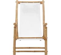 vidaXL Silla reclinable de bambú y lona, color crema