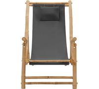 vidaXL: Silla reclinable de bambú y lona, color gris oscuro