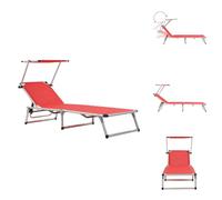 vidaXL: Silla reclinable plegable con protección solar, aluminio y textilene, color rojo - Sillas de jardín