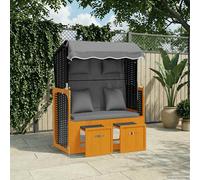 vidaXL Silla Strandkorb cojines ratán sintético madera negro antracita