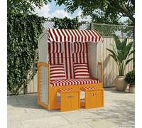 vidaXL Silla Strandkorb con cojines ratán sintético madera rojo blanco