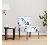 vidaXL Silla tapizada de tela con estampado de flores azul