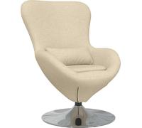 vidaXL Silla tipo huevo, color crema, 63 x 73 x 90 cm, tapizada en tela