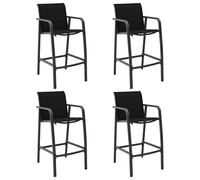 vidaXL Sillas altas de jardín 4 unidades textilene negro