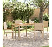 vidaXL Sillas apilables de jardín 4 pcs Crema y marrón 54 x 56 x 90 cm