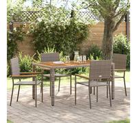 vidaXL Sillas apilables de jardín 4 uds. Gris y marrón