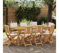 vidaXL Sillas Bistro de Exterior 8 uds. Blanco Crema
