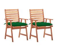 vidaXL Sillas comedor de jardín 2 uds madera maciza de acacia y cojines
