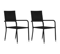 vidaXL Sillas comedor de jardín apilables 2 uds ratán sintético en color Negro/Gris | cómodas modernas ergonómicas para comedor cocina salón hogar