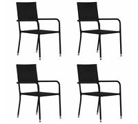 vidaXL Sillas comedor de jardín apilables 4 uds ratán sintético negro