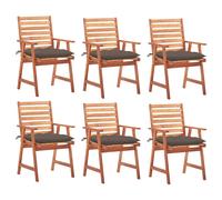 vidaXL Sillas comedor de jardín y cojines 6 uds madera maciza acacia