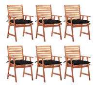 vidaXL Sillas comedor de jardín y cojines 6 uds madera maciza acacia