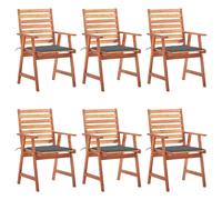 vidaXL Sillas comedor de jardín y cojines 6 uds madera maciza acacia