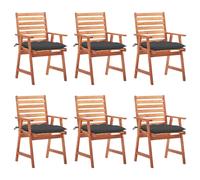 vidaXL Sillas comedor de jardín y cojines 6 uds madera maciza acacia