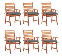 vidaXL Sillas comedor de jardín y cojines 6 uds madera maciza acacia