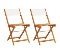 vidaXL Sillas de bistró 2 uds madera maciza acacia y tela crema blanco