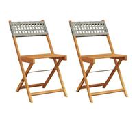 vidaXL Sillas de bistró 2 uds Madera Maciza de Acacia ratán PE Gris, Silla de bistró para Exterior, Silla de Exterior, Silla Plegable