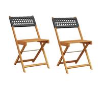 vidaXL Sillas de bistró 2 uds madera maciza de acacia ratán PE negro