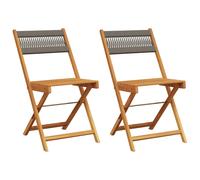 vidaXL Sillas de bistró 2 uds madera maciza de acacia y cuerda gris
