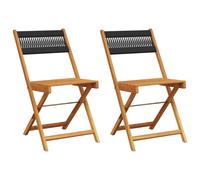 vidaXL Sillas de bistró 2 uds madera maciza de acacia y cuerda negro