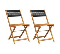 vidaXL Sillas de bistró 2 uds madera maciza de acacia y cuerda negro