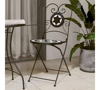 vidaXL Sillas de bistró plegables 2 uds cerámica negro y blanco