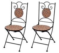 vidaXL Sillas de bistró plegables 2 uds cerámica terracota Marrón y blanco/ Azul/ Negro/Marrón
