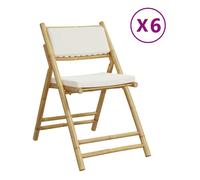vidaXL Sillas de bistró plegables de bambú con cojines 6 uds blanco crema