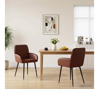 vidaXL Sillas de comedor 2 uds. Cuero sintético Marrón Brillante